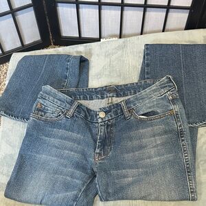 7 For All Mankind “A” Pocket Blue Boot Cut Jeans Classic Cotton Size 28